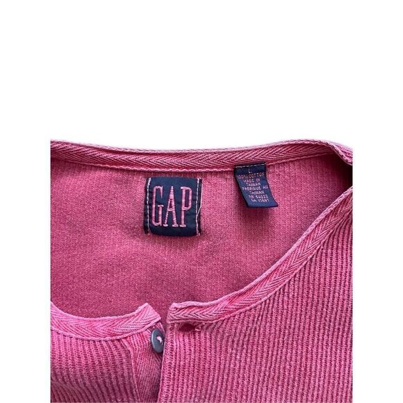 Vintage 90s y2k oversized soft red long sleeve Henley top - Picture 5 of 8